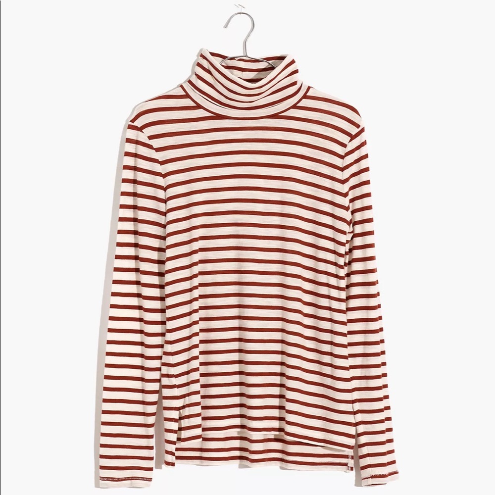 MADEWELL | Whisper Cotton Turtleneck in Baker Stripe | Medium